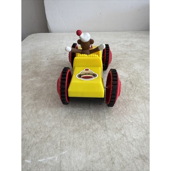 Sock Monkey Yellow Tumbling Toy Battery Operated Car - Picture 5 of 7